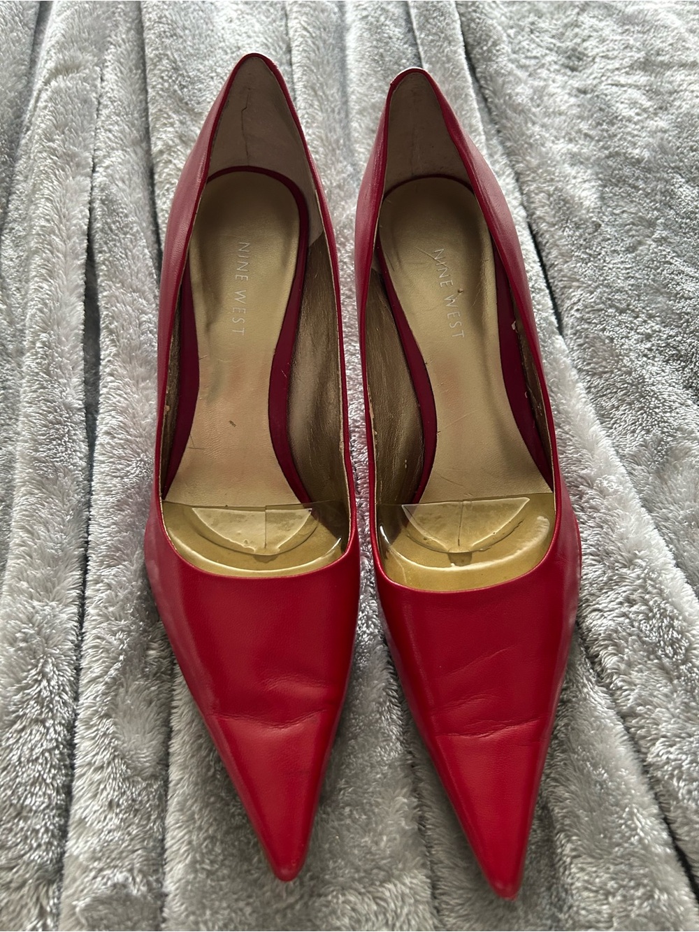 Nine West Red Pointed Toe Leather Pumps